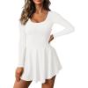 image:imageFisoew Womens 2in1 Athletic Tennis Golf Dress Long Sleeve Underneath Workout Active Dresses with Builtin ShortsWhite