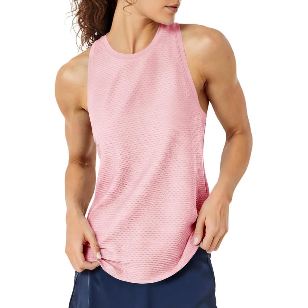 image:imageFisoew Womens Summer Workout Tank Tops Racerback Athletic Gym Yoga Tops Loose Fit Sleeveless Running Active ShirtsPink