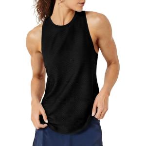 Fisoew Womens Summer Workout Tank Tops Racerback Athletic Gym Yoga Tops Loose Fit Sleeveless Running Active Shirts(Black)