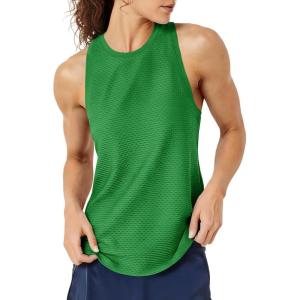Fisoew Womens Summer Workout Tank Tops Racerback Athletic Gym Yoga Tops Loose Fit Sleeveless Running Active Shirts(Green)