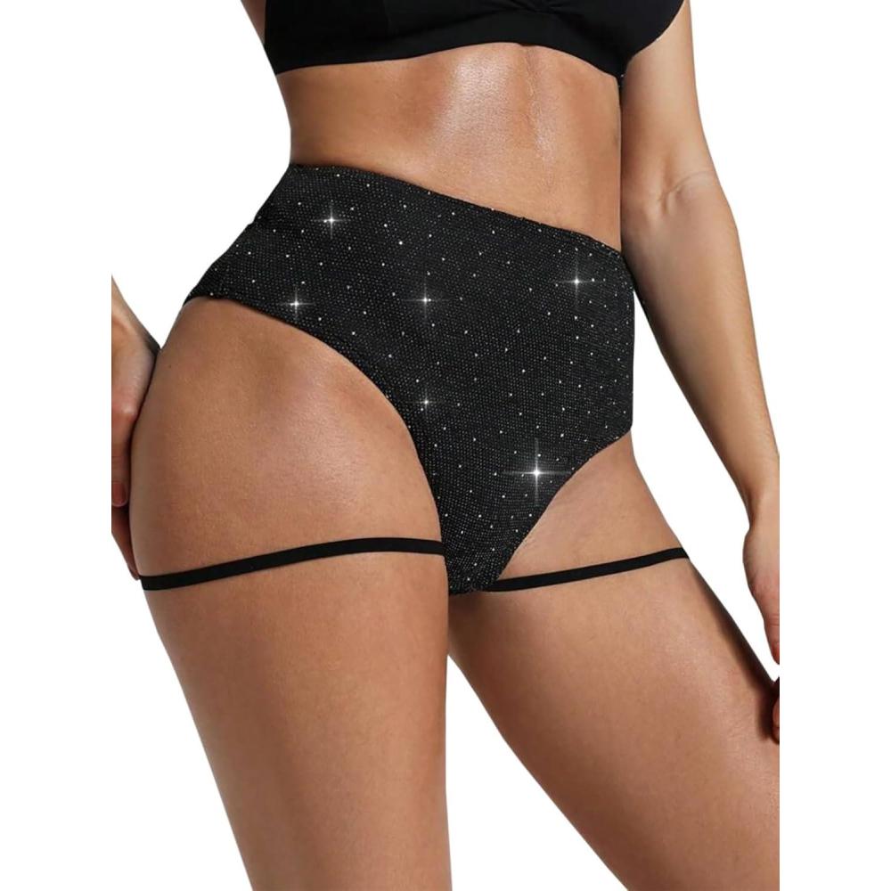 image:imageFisoew Womens Booty Shorts with Garters Butt Lifting Glitter Scrunch Shorts High Waisted Workout Gym Active Hot PantsBlack