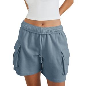 Fisoew Sweat Shorts for Women Casual Summer Drawstring Cargo Short Athletic Running Workout Baggy Shorts(Blue)