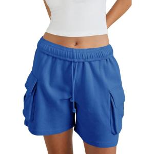 Fisoew Sweat Shorts for Women Casual Summer Drawstring Cargo Short Athletic Running Workout Baggy Shorts(Royal Blue)