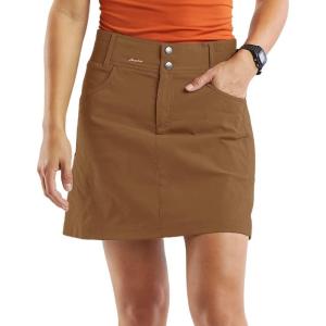 Fisoew Womens Mid Rise Running Tennis Skorts Casual Athletic Golf Hiking Relaxed Fit Skirts with Shorts Pockets(Khaki)