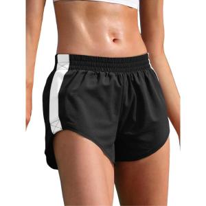 Fisoew Women’s Striped Track Shorts High Waisted Dolphin Workout Running Athletic Sweat Shorts(Black)
