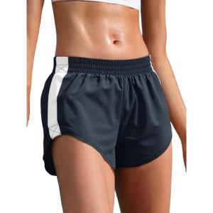 Fisoew Women’s Striped Track Shorts High Waisted Dolphin Workout Running Athletic Sweat Shorts(Navy)