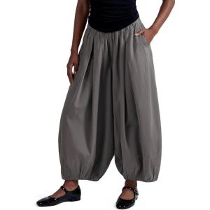 Fisoew Womens Wide Leg Balloon Pants Casual Barrel Elastic Waist Pleated Baggy Workout Sweat Pants with Pockets(Grey)