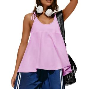Fisoew Womens Workout Tank Tops Sleeveless Scoop Neck Racerback Loose Summer Active Running Gym Babydoll Shirts(Violet)