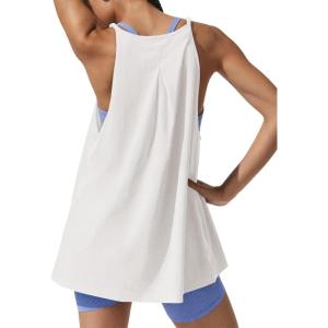 Fisoew Womens Oversized Workout Tank Tops Racerback Yoga Tennis Shirts Sleeveless Side Split Athletic Running Gym Clothes(White)