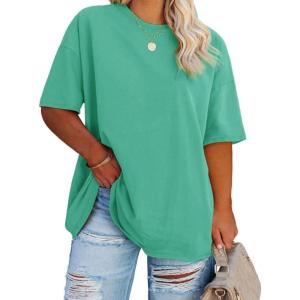 Fisoew Women’s Plus Size T Shirts Oversized Tees Summer Half Sleeve Crew Neck Tunic Tops(Green)