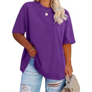 Fisoew Women’s Plus Size T Shirts Oversized Tees Summer Half Sleeve Crew Neck Tunic Tops(Purple)