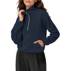 Fisoew Womens Half Zip Sweatshirt Funnel Neck Long Sleeve Pullover Oversized Modal Soft Tops Fall Outfits Clothes 2025(Navy)