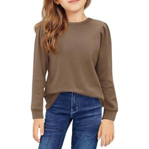 Girls Long Sleeve Shirts Kids Fashion Crewneck tops Cute Fall Outfits 5-14 Years