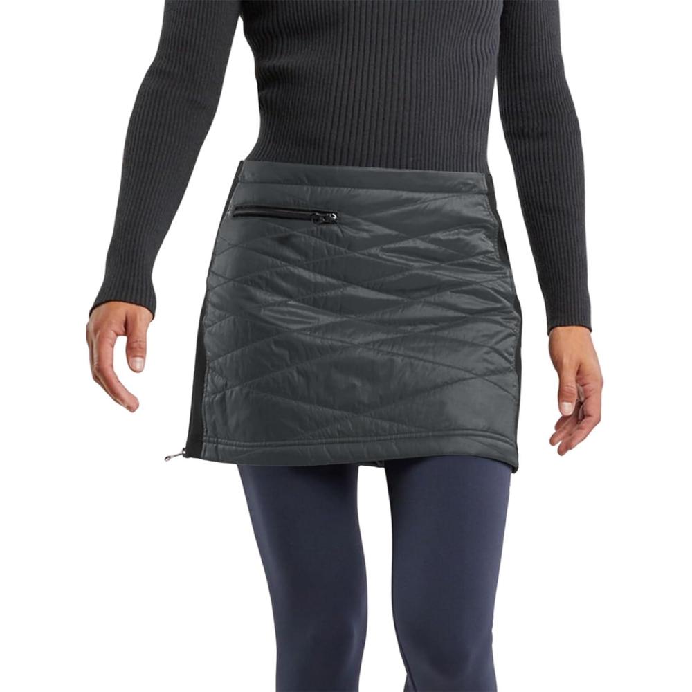 image:imageFisoew Womens Puffer Quilted Skirts Winter Outdoor Zipper Insulated Skirts for Hiking Running Golf with PocketsDark Grey