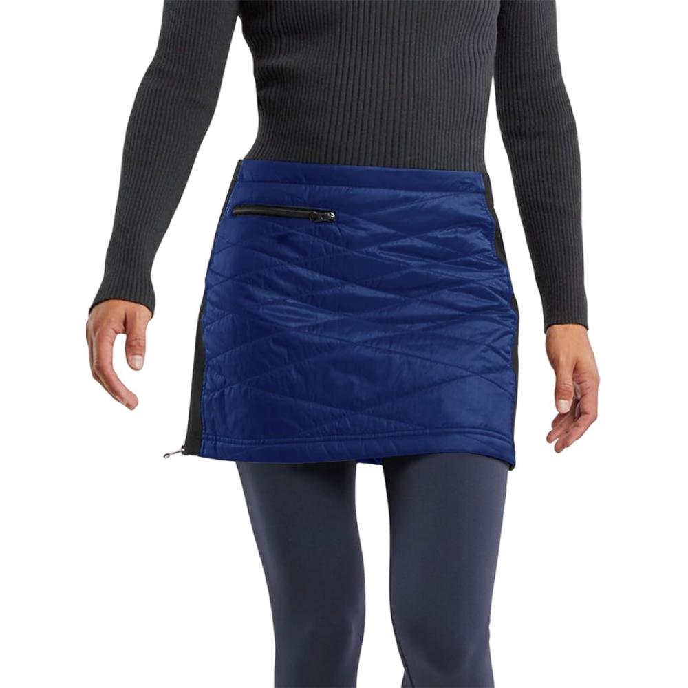 image:imageFisoew Womens Puffer Quilted Skirts Winter Outdoor Zipper Insulated Skirts for Hiking Running Golf with PocketsNavy Blue