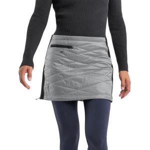 Fisoew Women’s Puffer Quilted Skirts Winter Outdoor Zipper Insulated Skirts for Hiking Running Golf with Pockets(Grey)
