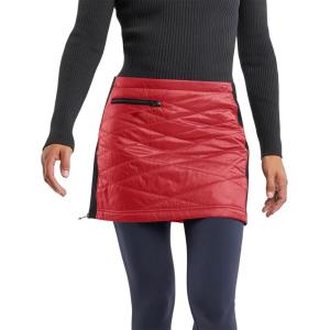 Fisoew Women’s Puffer Quilted Skirts Winter Outdoor Zipper Insulated Skirts for Hiking Running Golf with Pockets(Red)