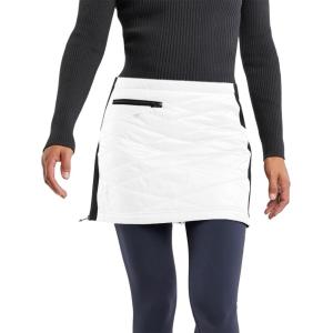Fisoew Women’s Puffer Quilted Skirts Winter Outdoor Zipper Insulated Skirts for Hiking Running Golf with Pockets(White)