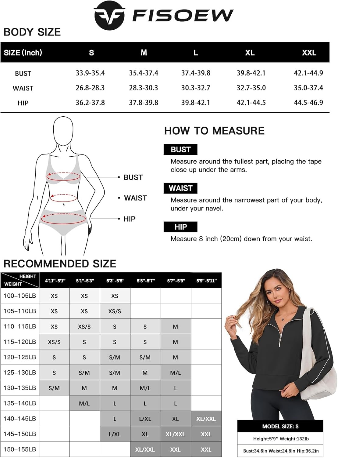 image:imageFisoew Womens Oversized Half Zip Sweatshirt Casual Long Sleeve Loose Fall Cropped Pullover TopsWhite